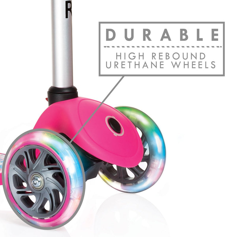 Monopattino a 3 Ruote a LED 3 Altezze Max 50Kg Globber PRIMO Fantasy Lights Up Marchio Rosa