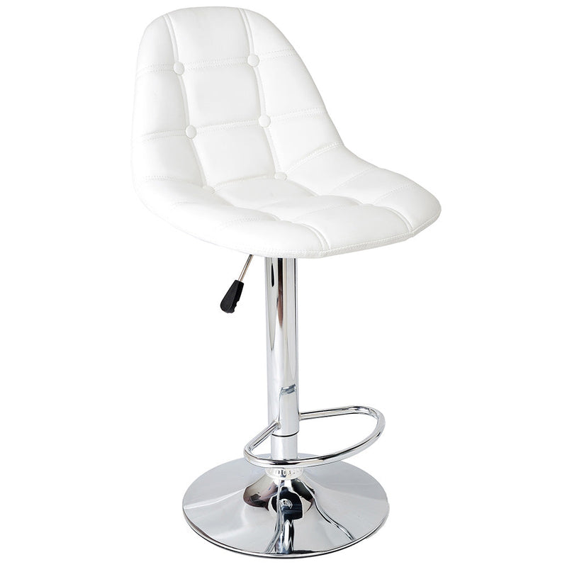 Sgabello con Seduta Girevole e Alzata a Gas in Similpelle Bianco da Bar