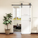 Porta Scorrevole in Stile Country 71,5x213,4 cm con Binario e Maniglia in Legno e Acciaio Bianco e Nero      