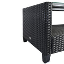 Set Salotto da Giardino Divano 2 Poltrone e Tavolino in Rattan Nero e Crema