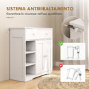 Mobiletto da Bagno da Terra 80x30x80,2 cm con Cassetto e Anta in Pannello Truciolare e MDF Bianco      