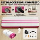 Tappetino Gonfiabile Ginnastica 305x102x10 cm con Pompa Elettrica e Borsa Trasporto in PVC Rosa      