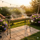 Barbecue per Arrosticini Ompagrill BBQ0116 a Legna o Carbone Uso a Terra o Caminetti Area di Cottura 116 x 14,5 cm Predisposto per Spiedo In Acciaio Inox
