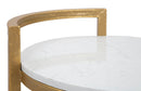 Tavolinetto Round Marble 40x43x50 cm in Ferro e Marmo Oro e Bianco