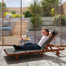 Lettino Prendisole 84x200x101 cm Schienale Regolabile su 4 Posizioni in Legno e Textilene Nero  