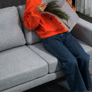 Divano 2 Posti 138x70x83,5 cm in Tessuto Effetto Lino Grigio