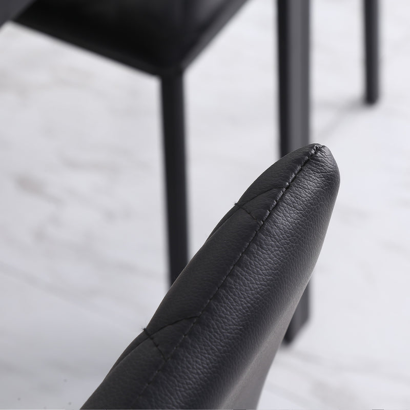 Set 4 Sedie da Pranzo in Finta Pelle Effetto Diamantato Nero   