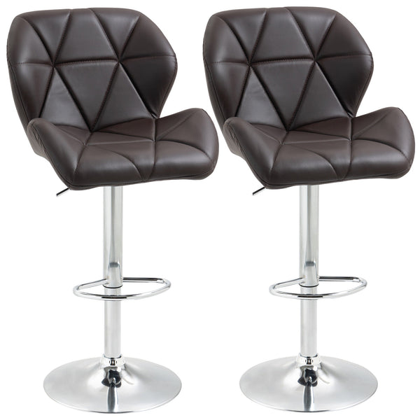 Set 2 Sgabelli da Bar 51,5x57,5x93-114,5 cm in Similpelle Marrone online