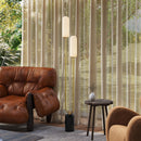 Lampada da Terra a U con 2 Luci 26x12x150 cm Interruttore a Pedale e Base in Marmo Bianco Nero e Oro   