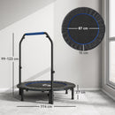 Mini Trampolino Fitness Ø114 cm Pieghevole con Manubrio Regolabile in Altezza Blu e Nero      