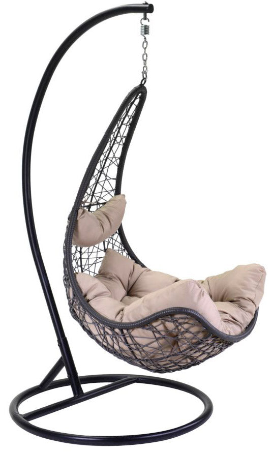 Amaca Dondolina da Giardino in Acciaio e Polyrattan Grigio