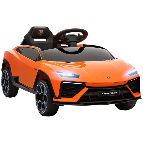 acquista Macchina Elettrica per Bambini 101.5x49x43 cm Licenza Lamborghini 12V con Luci LED Clacson e Telecomando Arancione