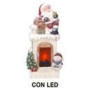 Camino in Resina con Led e babbo natale bianco cm 27,5x23xh51