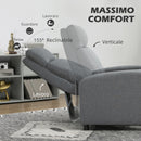 Poltrona Relax Reclinabile 155° 67x87x98 cm con Poggiapiedi in Tessuto Effetto Lino Grigio  