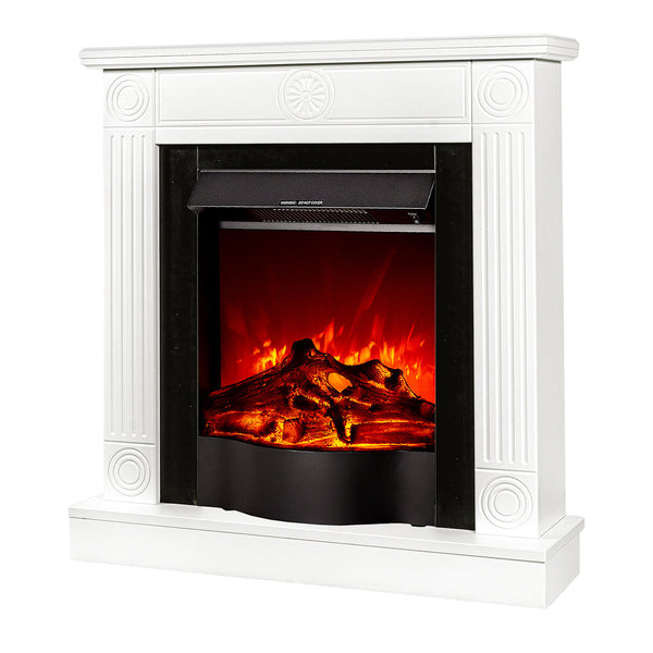 acquista Camino Elettrico da Pavimento 86,5x82x25 cm Effetto Fiamma 1600W Donald & Corsica Bianco/nero