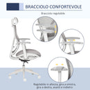 Sedia Poltrona Direzionale da Ufficio 67x65x120-128 cm in Tessuto a Rete Grigio
