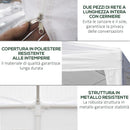 Gazebo da Giardino per Feste con 6 Pareti Rimovibili a Zanzariera 582x295x255cm Bianco