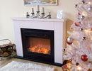 Camino Elettrico da Pavimento 85,5x115x27 cm Effetto Fiamma 1500W Brooklyn & Lorance Bianco/nero