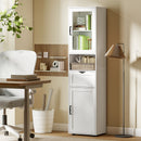 Mobile a Colonna Bagno 40x30x165 cm con 2 Armadietti Cassetto e Ripiano Aperto in Legno Bianco      