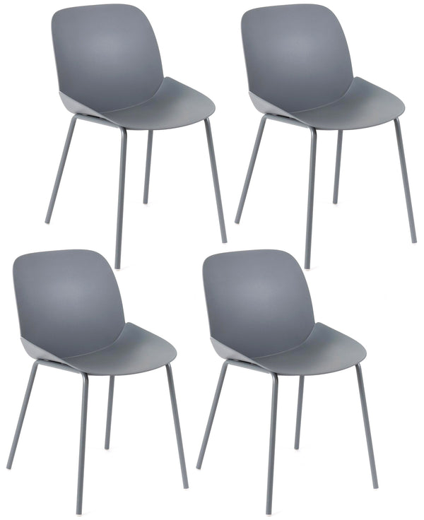 acquista Set 4 Sedie 55x46xH79 cm in Polipropilene Eva Grigio Scuro