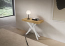 Consolle Allungabile 90-300x40x77 cm Saki Premium Quercia Natura Gambe Bianche 