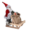 Pupazzo Babbo Natale in Tessuto con slitta regali grigio rosso cm 33x12xh30