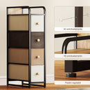 Cassettiera Salvaspazio 20x47x84,5 cm con 4 Cassetti Pieghevoli in Tessuto Acciaio e Legno Multicolore      