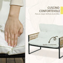 Set Salotto da Giardino 4 Pezzi con Divanetto, 2 Sedie e Tavolino da Caffè Nero Marrone e Crema   