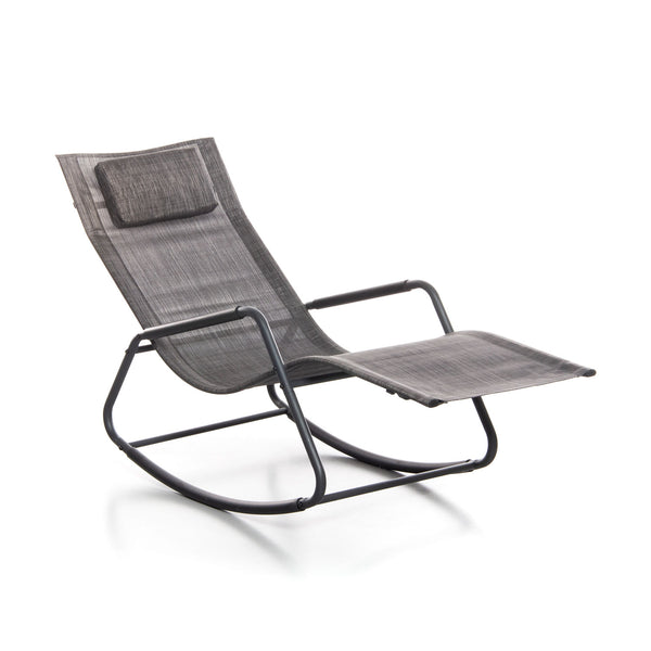 Sedia Sdraio a Dondolo da Giardino Rocking Lounge 143x57x81 cm in Textilene Grigio acquista