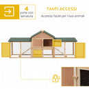 Conigliera da Giardino con Corsa e Rampe Tetto Impermeabile Legno 210x45.5x84.5 cm 