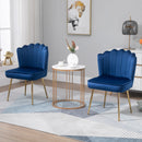 Set 2 Sedie Imbottite 57x58x88 cm in Tessuto Effetto Velluto Blu
