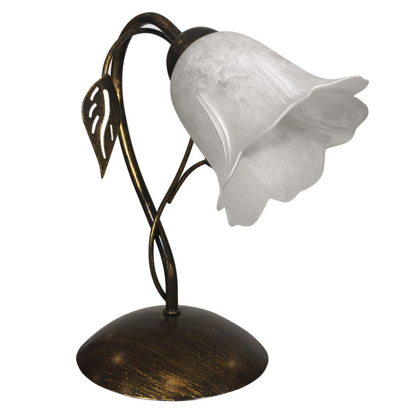 sconto Lume 1xE14 Montatura Marrone Oro Vetro Spugnato Bianco E-Energy Teresa