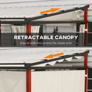 Pergola con Tende Laterali e Tetto Retrattile in PC 345x300x215-255 cm in Alluminio e Metallo Crema