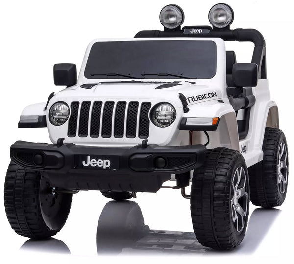 acquista Macchina Elettrica per Bambini 12V Mp4 2 Posti con Licenza Jeep Wrangler Rubicon Bianca