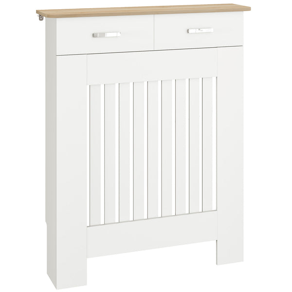 prezzo Copritermosifone a Doghe 78x19x97 cm Antiribaltamento con Cassetto in Legno Bianco