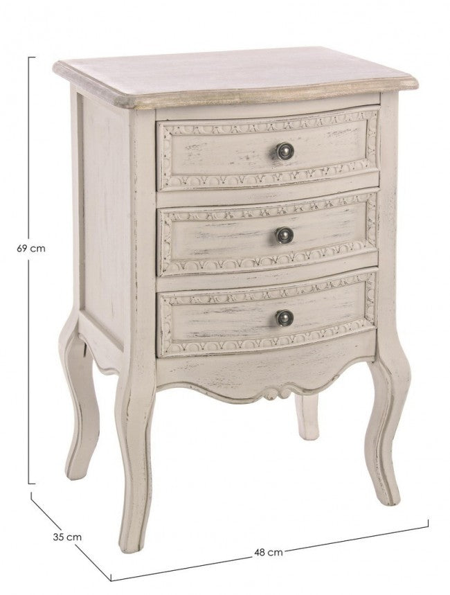 Comodino 3 Cassetti Clarisse in Legno