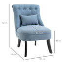 Poltrona da Salotto Imbottita con Cuscino 52.5x69x77 cm in Tessuto Effetto Lino Blu 