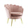 Poltrona Imbottita Schienale a Conchiglia in Velluto Piedi Oro Rosa antico