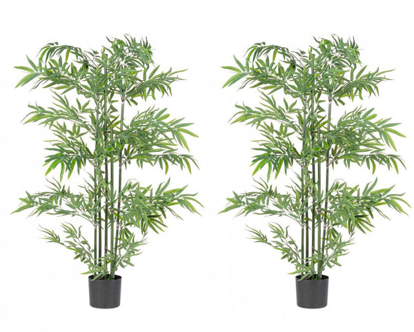 prezzo Set 2 Piante Artificiali di Bamboo Ø70x150 cm in Plastica con Vasi Verde