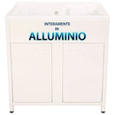 Mobile Lavatoio da Esterno in Polipropilene e Alluminio 75x60x83 cm con Doppia Vasca Bianco