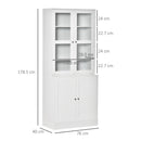 Mobile Libreria Chiusa 76x40x178,5 cm con Vetrina e Armadietto Inferiore in MDF Bianco  