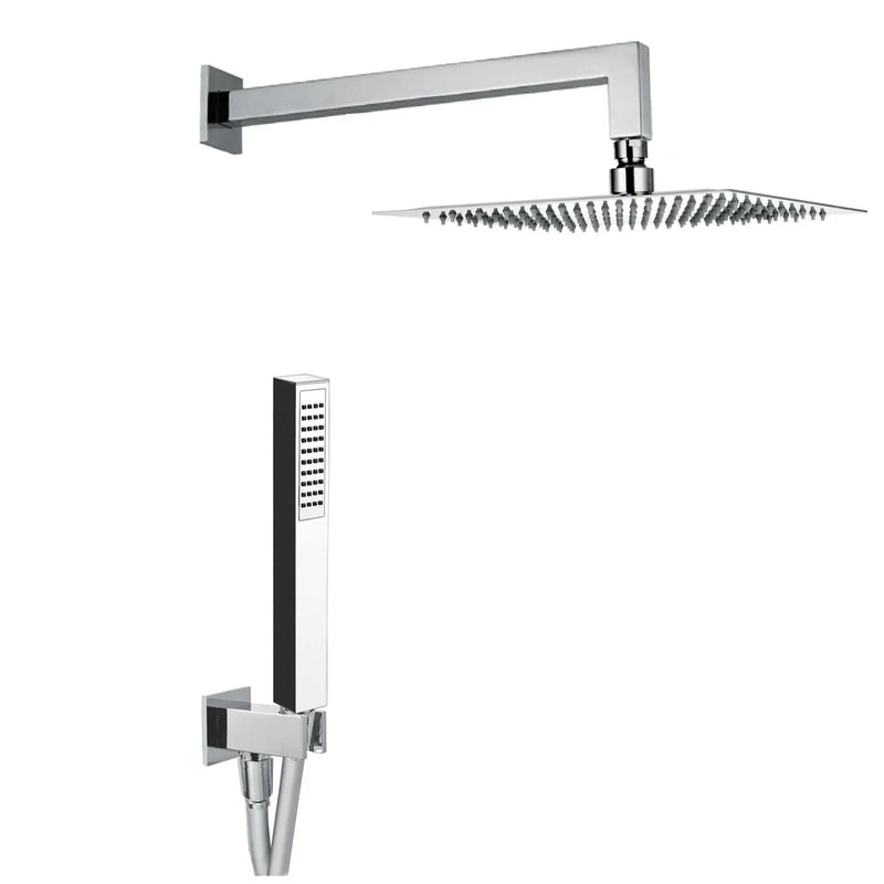 Kit Soffione Doccia Quadrato 2 Vie 30x30 cm in Acciaio Inox Rondò 30