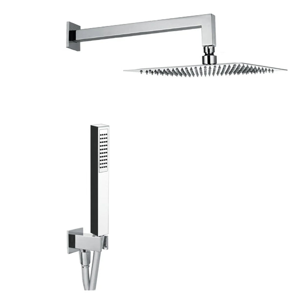 acquista Kit Soffione Doccia Quadrato 2 Vie 20x20 cm in Acciaio Inox Rondò 20