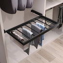 Kit 7 Aste Pantaloni e 2 Vassoi per Armadio 900 mm in Acciaio Emuca Nero