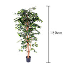 Ficus Artificiale con 1296 Foglie con Vaso Altezza 180 cm Verde