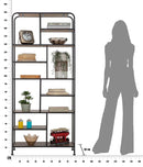 Libreria Essential 80x30x180 cm in Ferro e MDF Nero e Marrone
