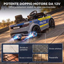Auto Elettrica Polizia per Bambini 3-6 Anni 12 V 98x60x45 cm con Telecomando Sirena e Musica in PP Grigio      