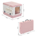Lettiera per Gatti Portatile con Vassoio Estraibile e Accessori  Rosa e Bianca