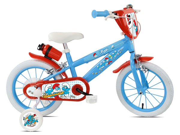 Bicicletta per Bambini 14" MTB a 2 Freni e Stabilizzatori Puffi Azzurro e Rosso acquista