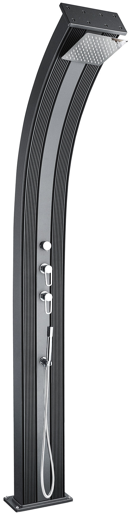 Doccia Solare Ibrida da Giardino 40L Miscelatore e Doccetta Lavapiedi Antracite